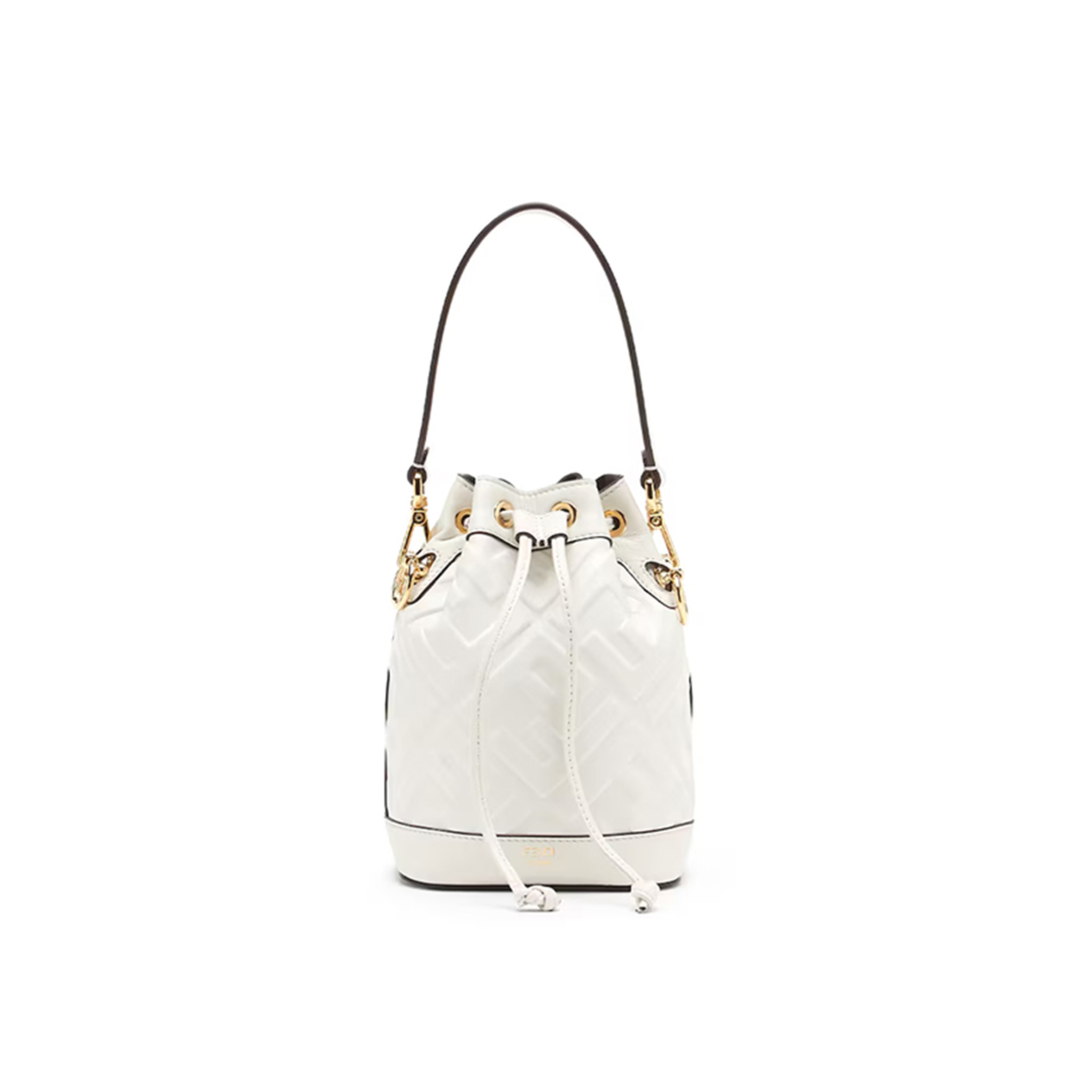 FENDI MON TRESOR WHITE LEATHER MINI BAG WITH FF MOTIF 8BS093ANWTF0QVL (18*14*12cm)